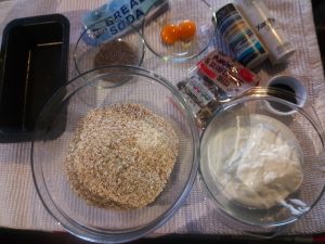 All the bread ingredients in a bowl.
