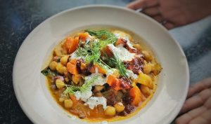 Fresh sausage and Chickpea Casserole.