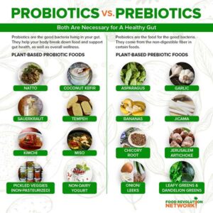 A list of both probiotics and prebiotics.